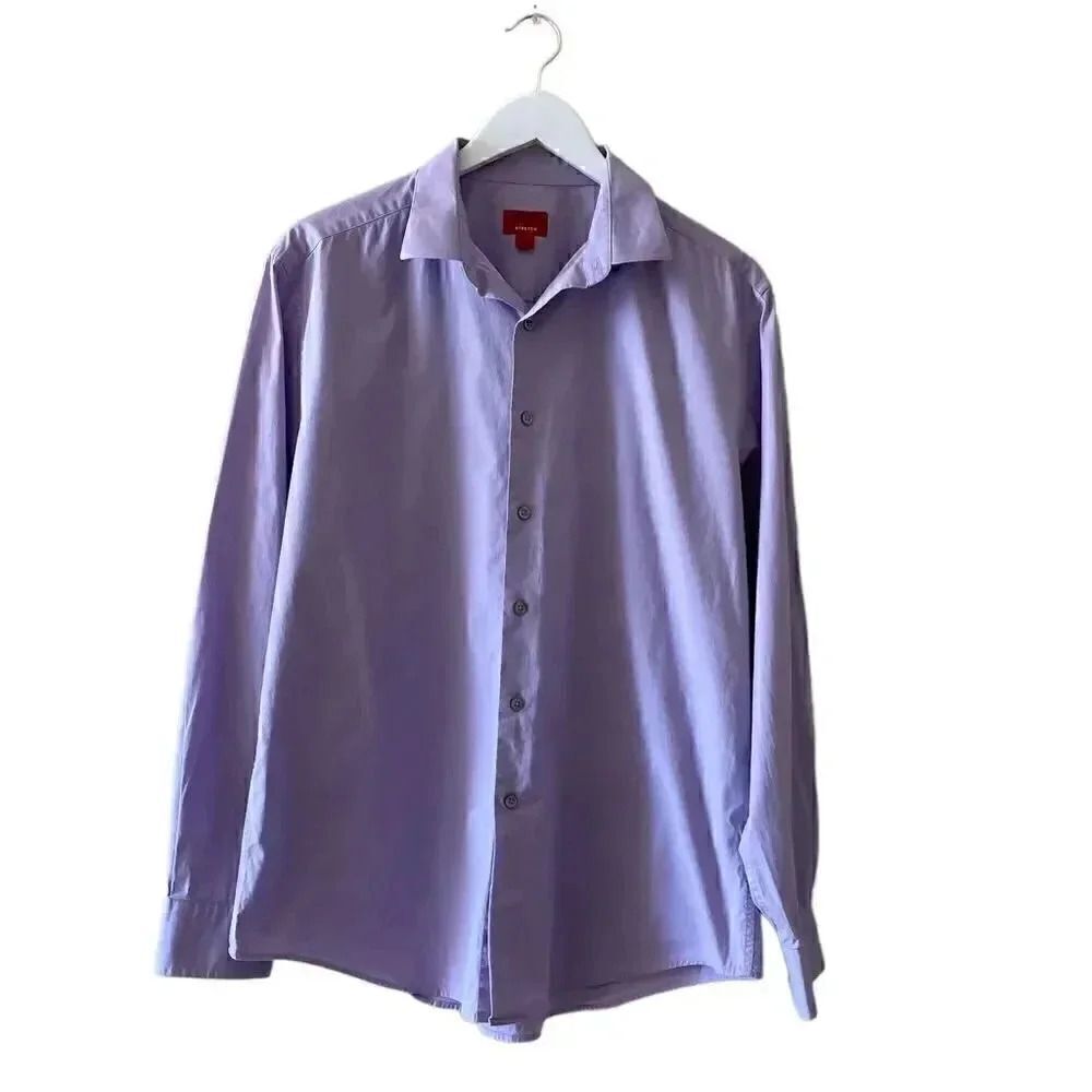 Alfani Slim Fit Lavender Button Down Party Mens Classic Shirt Sz L